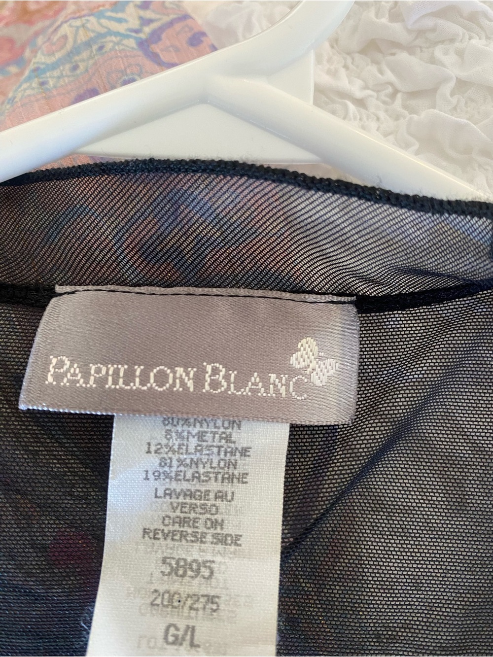 Papillon Blanc Sheer Mesh Metallic Hook Front Top Y2K Large - Picture 9 of 10